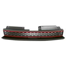 Embleemloze GTi-Look Grill passend voor Volkswagen Golf VI 2008-2012 Zwart/Rood