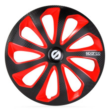 4-Delige Sparco Wieldoppenset Sicilia 14-inch zwart/rood/carbon