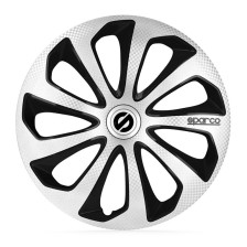 4-Delige Sparco Wieldoppenset Sicilia 14-inch zilver/zwart/carbon