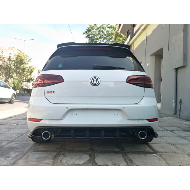 Achterbumperskirt (Diffuser) passend voor Volkswagen Golf 7.5 GTI 2017-2020 (ABS Glanzend zwart)