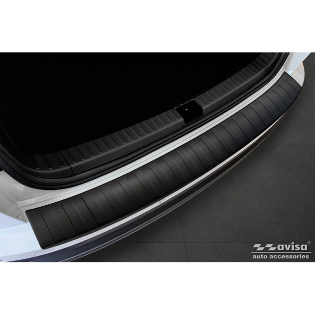 Matzwart RVS Achterbumperprotector passend voor Skoda Karoq Facelift 2022- + Sportline Facelift 2022-  'Ribs'