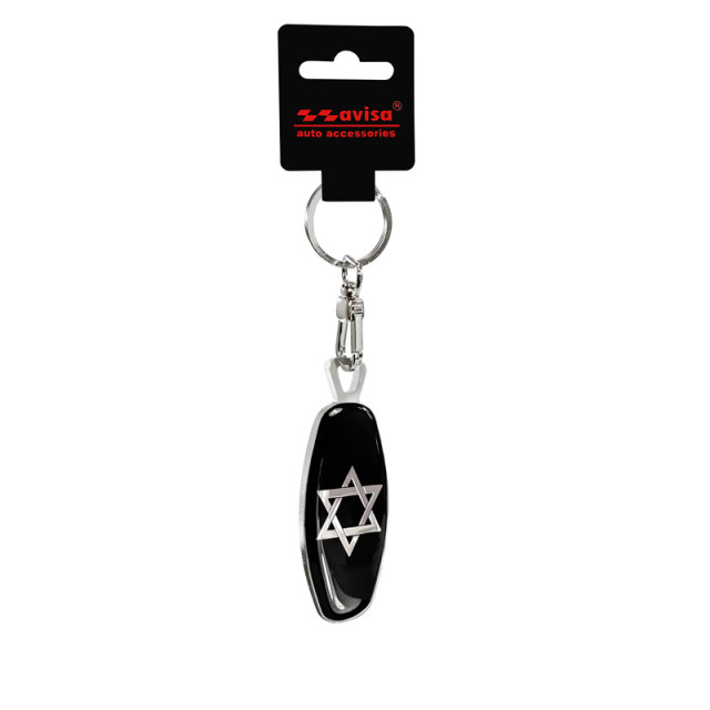 RVS sleutelhanger - Emblem/ Flag PL+Star of David