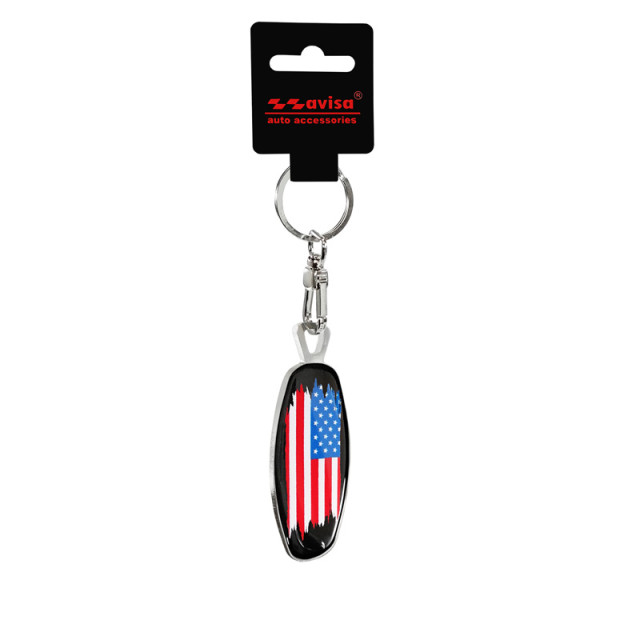 RVS sleutelhanger - Emblem/ Flag USA+PL