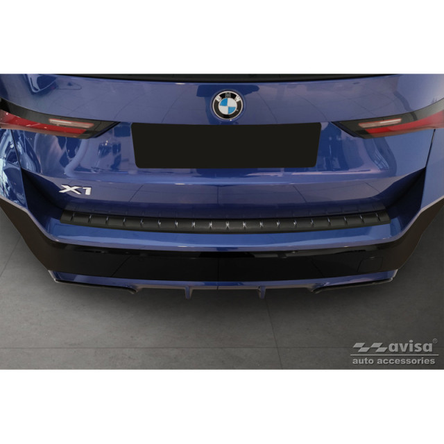 Zwart RVS Achterbumperprotector passend voor BMW X1 U11 M-Sport 2022- 'Ribs'