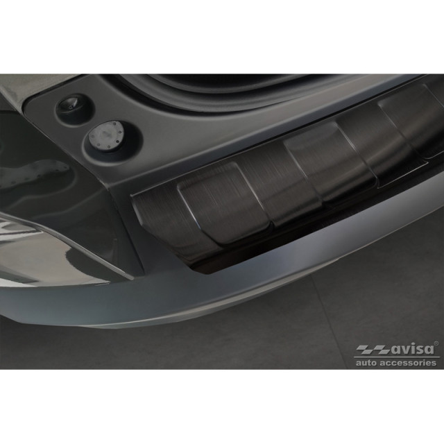 Zwart RVS Achterbumperprotector passend voor Citroën C5 X 2021- 'Ribs'