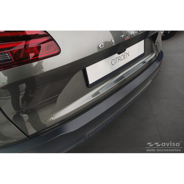 Zwart RVS Achterbumperprotector passend voor Citroën C5 X 2021- 'Ribs'