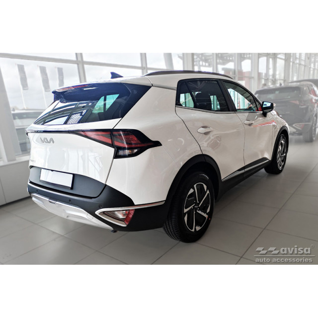 Zwart RVS Achterbumperprotector passend voor Kia Sportage V 2021- 'Ribs'