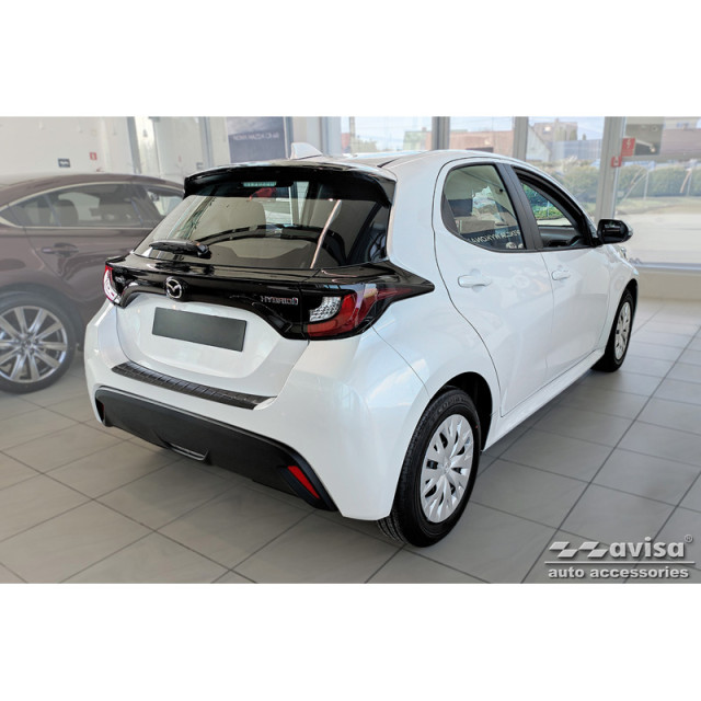 Zwart RVS Achterbumperprotector passend voor Mazda 2 Hybrid 2022- 'Ribs'