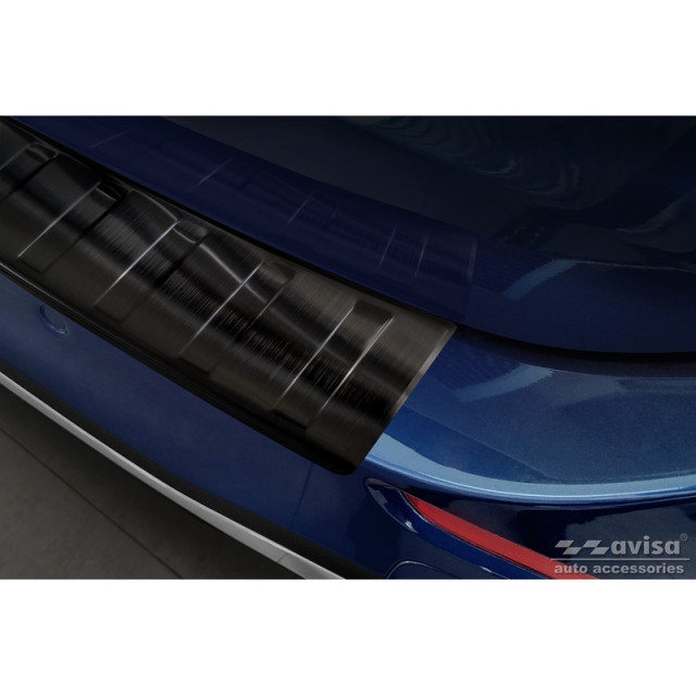 Zwart RVS Achterbumperprotector passend voor Mercedes C-Klasse AMG Estate S206 2021- 'Ribs'