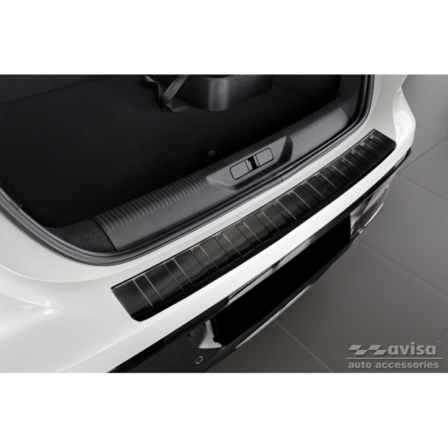 Zwart RVS Achterbumperprotector passend voor Peugeot 308 III HB 2021- 'Ribs'