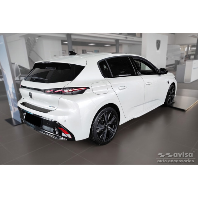 Zwart RVS Achterbumperprotector passend voor Peugeot 308 III HB 2021- 'Ribs'