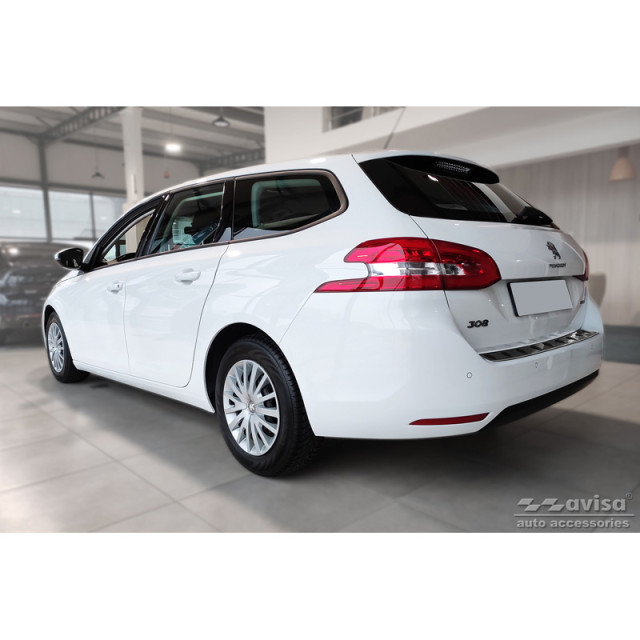 Zwart RVS Achterbumperprotector passend voor Peugeot 308 SW II 2013-2017 & Facelift 2017-2021 'STRONG EDITION'