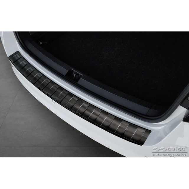 Zwart RVS Achterbumperprotector passend voor Skoda Fabia III Combi FL 2018- 'Ribs'