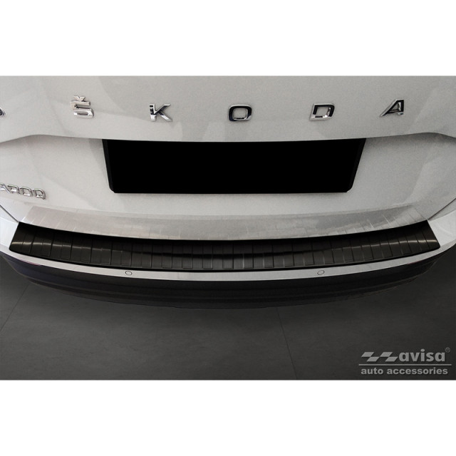 Zwart RVS Achterbumperprotector passend voor Skoda Karoq Facelift 2022- 'Ribs'