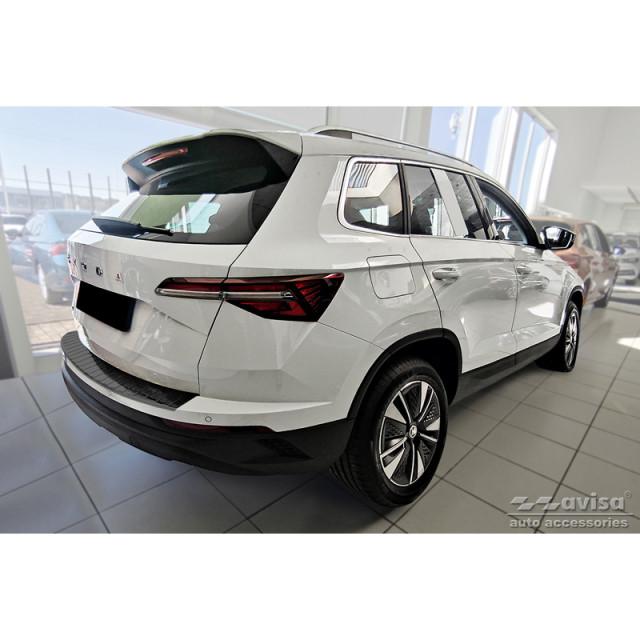 Zwart RVS Achterbumperprotector passend voor Skoda Karoq Facelift 2022- 'Ribs'